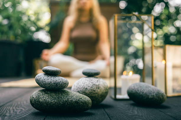 Peaceful breathing practice in a calm setting
